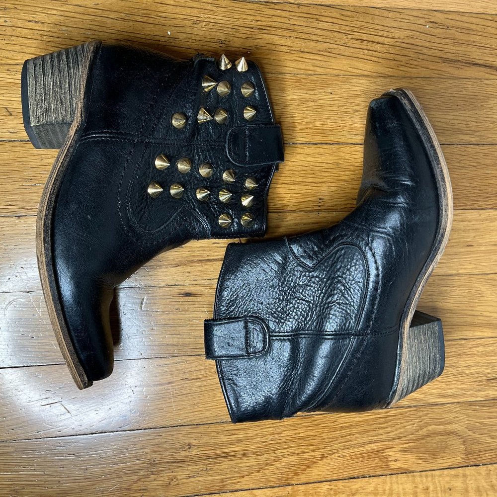 TBA Gold Studded Black Ankle Cowboy Boots size 6